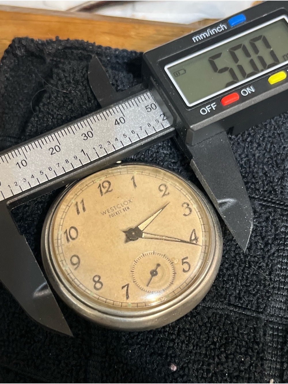 Westclox Men’s Pocket Watch — Tan Dial, Silver Case